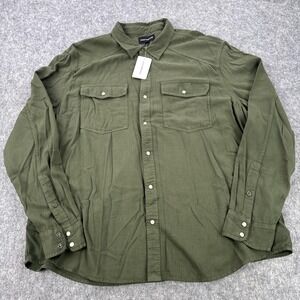 Lucky Brand Shirt Mens 2XL Rifle Army Green Pearl Snap Western Pockets